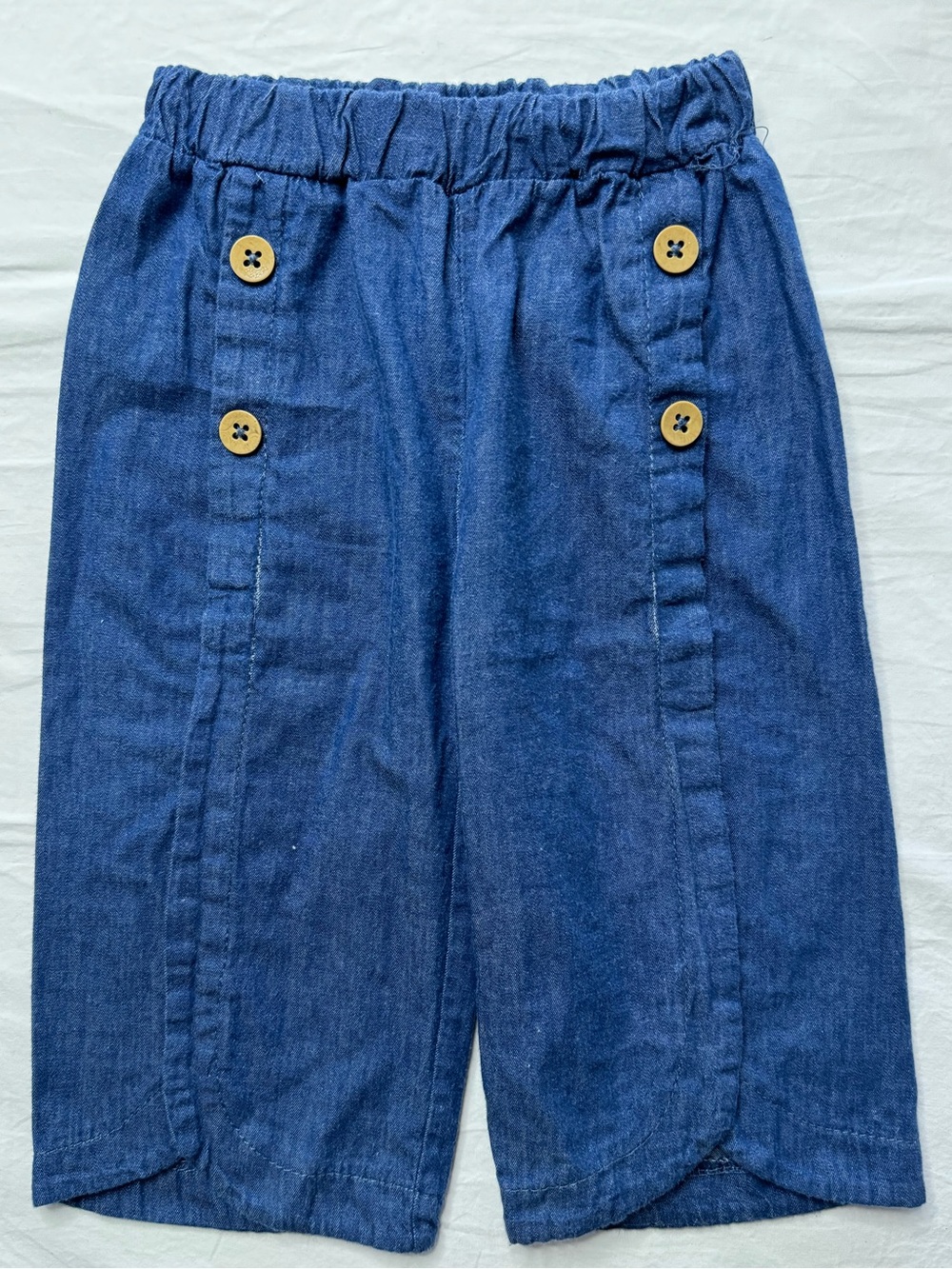 Carter's Indigo Chambray Button-Front Elastic Wide Leg Pants
